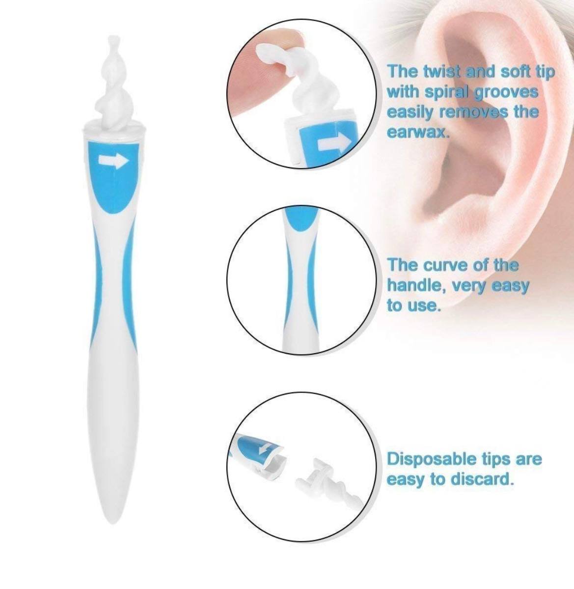 Smart Swab Silicon Easy Earwax Removal with 16 Replacement Disposable Soft Tips/Ear Wax Cleaner